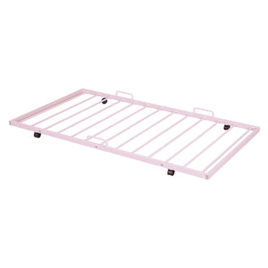 English Elm Twin House Metal Platform Bed with Trundle for Kids — Sturdy 350lb Capacity, Playful Loft Frame Design Pink MF323494AAH