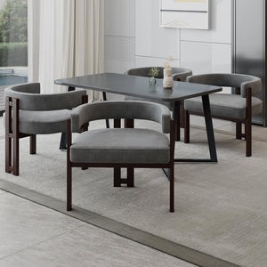 English Elm Modern Chenille Barrel Dining Chair with Metal Base, Plush Foam Seat, Compact Accent Seat for Home Gray W395P233456