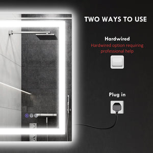 English Elm Homcom Led Bathroom Mirror: 35"X28" Anti-Fog, Dimmable Light, Custom Color Temp, Wall Mounted Magic W2225P229191