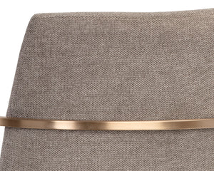 Sunpan Rayla Dining Armchair - Elegant Cantilever Design with Antique Brass Frame for Stylish Interiors Belfast Oyster Shell