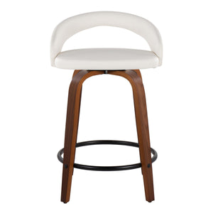 English Elm Fixed-height Swivel Counterstools Walnut Legs Faux Leather Seats Kitchen Island Set B202S01752