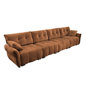 English Elm Modern Four Seat Chenille Sofa Solid Wood Frame Tufted Arms for Living Rooms Lounges Burnt Orange W714S01666