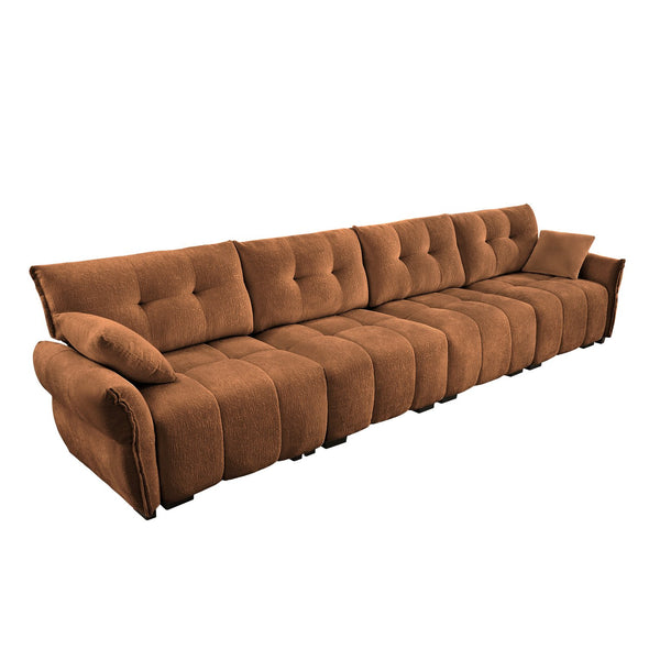 English Elm Modern Four Seat Chenille Sofa Solid Wood Frame Tufted Arms for Living Rooms Lounges Burnt Orange W714S01666