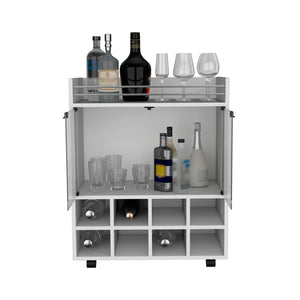 English Elm St Andrews Bar Cart: Stylish 8-Bottle Rack, Elegant Glass Cabinet & Durable Aluminum Top For Entertaining B070P188874-GIGA