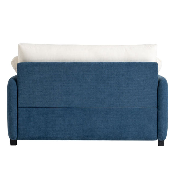 English Elm 50*43" Oversized Chenille Armchair Deep Lounge Seat Modern Minimalist Living Room Chair Blue+Cream N723S5042C