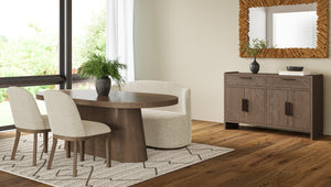 English Elm Cocoa Swivel Barrel Chair with 360° Rotation, Cocoa-Stained Wood Base, Soft Upholstered Comfort Ivory 32.25 L x 22.5 W x 26.75 H B2699P298395