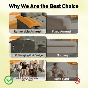 English Elm 109.5" Oversized U-shaped Sectional Sleeper Chenille Modular Sofa with Usb Ports Light Grey W1885S00439