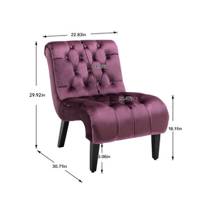 English Elm COOLMORE Velvet Armless Barrel Accent Chair with Solid Wood Frame, Plush Foam Upholstery, Stylish Living Room Seating Purple W39550126
