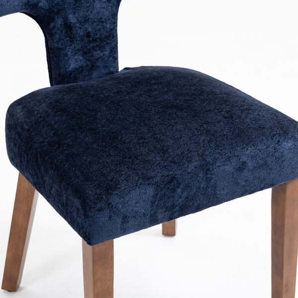 English Elm Mid Mid Century Modern Dining Chairs Set of 2 Upholstered Linen Accent Chairs with Solid Wood Frame, Ergonomic Support and Nailhead Trim Blue W794P335668