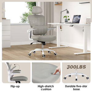 English Elm Ergonomic Office Chair With Adjustable Lumbar Support, Flip-Up Armrests & Stylish Modern Design T3623P380905