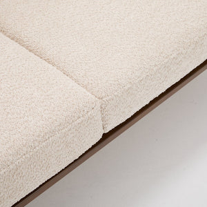 English Elm Mid-century Modern Boucle Upholstered Three Seat Sofa with Walnut Finish Wood Legs Beige N773P411407S