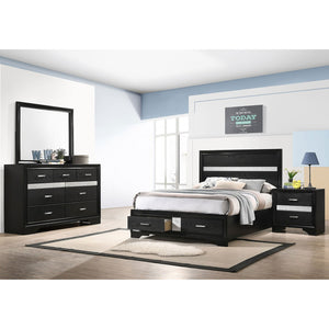 English Elm Annie Black 4-Piece Full Bedroom Set With Glamorous Crystal Accents And Ample Storage Solutions B062S01351