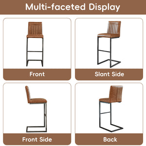 English Elm Faux Leather Counter Stools Set of Two Ergonomic Curved Back Metal Frame Kitchen Seating W5096P400661