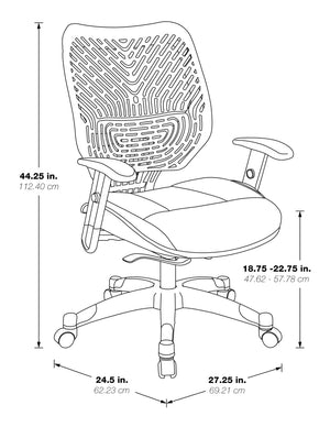 OSP Home Furnishings Cosmo Spaceflex Ergonomic Mesh Manager Chair with Adaptive Lumbar and Breathable Seat 86-M39C625R