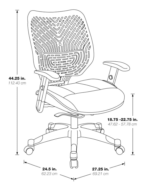 OSP Home Furnishings Cosmo Spaceflex Ergonomic Mesh Manager Chair with Adaptive Lumbar and Breathable Seat 86-M39C625R