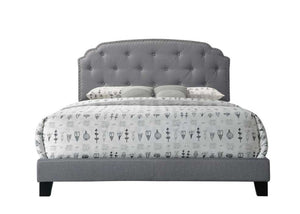 English Elm Tradilla Gray Fabric Queen Bed with Tufted Arched Headboard, Rubberwood Legs, 660lb Capacity B2726P266942