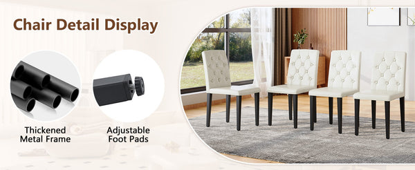 English Elm Table And Chair Set - Modern White Grain Dining Table With Built-In Storage & 8 Ergonomic Pu Chairs W1151S04271-GIGA