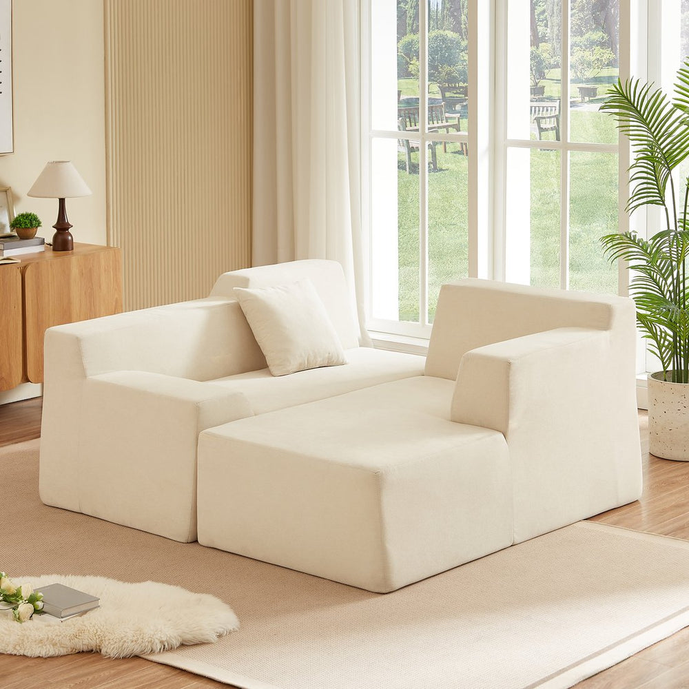English Elm Modern Corduroy L-shaped Sectional Sofa with High Back for Minimalist Living Rooms W3396P415596