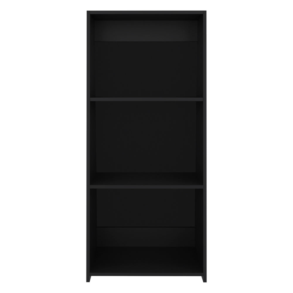 English Elm Bookcase Piney Black Engineered Wood, 3 Spacious Shelves, Contemporary Living Room Storage, Sturdy B092P245915