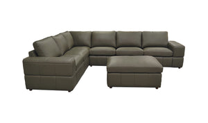 English Elm Large Square Arm Leather Match Modular Sectional for Spacious Living Rooms Olive Green B2748S00140