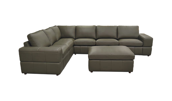 English Elm Large Square Arm Leather Match Modular Sectional for Spacious Living Rooms Olive Green B2748S00140