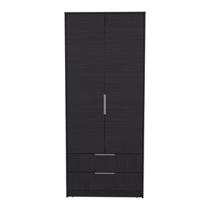 English Elm Trappe Black Armoire Cabinet for Bedroom & Office — Stylish Engineered Wood, Durable, Organized Storage B092S00297