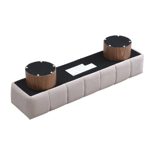 English Elm Christopher Knight Home® - Upholstered Multi-Purpose Dining Bench 64" No-Assembly Entryway Seat 300lb Capacity Modern PU Upholstery Light Gray N779P253550L