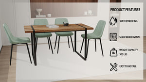 English Elm 59" Modern Farmhouse Dining Table Set With 4 Suede Chairs – Stylish & Durable For Any Space! W2189S00618