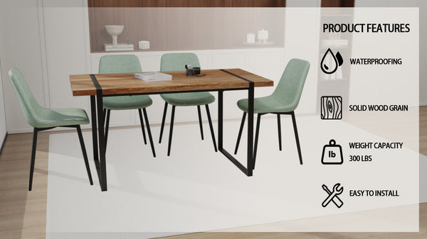 English Elm 59" Modern Farmhouse Dining Table Set With 4 Suede Chairs – Stylish & Durable For Any Space! W2189S00618