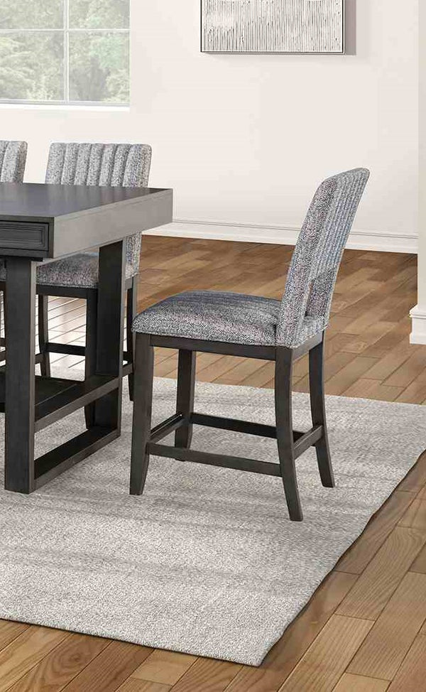 English Elm Transitional Westerham Arm Chair Set of 2 — Dark Cherry wood, upholstered comfort, gold-capped legs elegance Blue,Gray 43 L x 19 W x 15 H B2741P409549