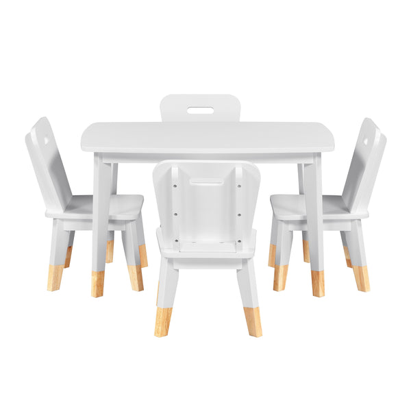 English Elm Gray Two-tone Solid Wood Kids Activity Table Set Four Chairs Playroom Furniture White B011P463888