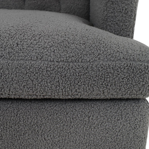 English Elm Christopher Knight Home® - Upholstered Teddy Fleece Armchair with Tufted Back, Contemporary Cozy Accent Seat for Living Room DARK GREY N763P193158R