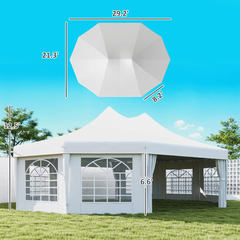 English Elm Extra Large Octagonal Wedding Event Tent Steel Frame Pa Polyester Cathedral Windows T3971S00172