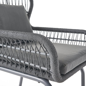 English Elm Christopher Knight Home® - SOUTHPORT Woven Rope Club Chair with Steel Frame, Water‑Resistant Cushions & Bohemian Outdoor Style Dark Gray 62329.00CGRY