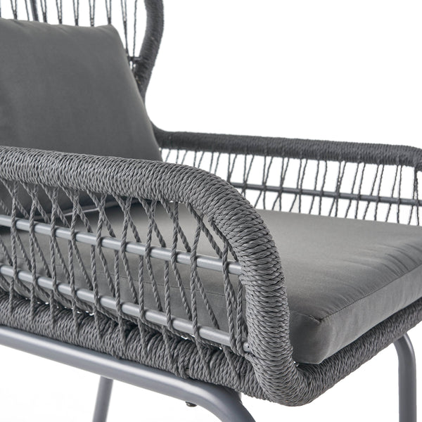 English Elm Christopher Knight Home® - SOUTHPORT Woven Rope Club Chair with Steel Frame, Water‑Resistant Cushions & Bohemian Outdoor Style Dark Gray 62329.00CGRY