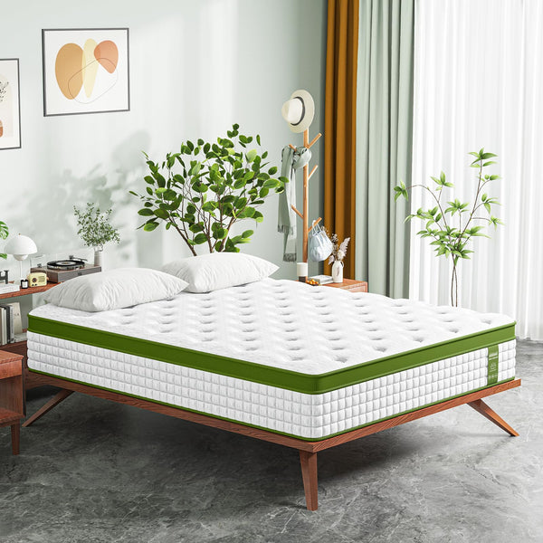 English Elm 12 Inch Queen Hybrid Mattress Gel Foam Pocket Coils Pressure Relief Cool Knit Cover B2716P242975