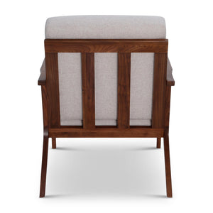 English Elm Midcentury Solid Wood Accent Chair Sand Fabric Upholstered, Walnut Legs, High-Density Foam Comfort B353P346385