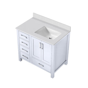 English Elm White Bath Vanity 36" W X 22" D With Elegant White Quartz Top, Soft-Close Drawers & Ample Storage B2731P258815-GIGA