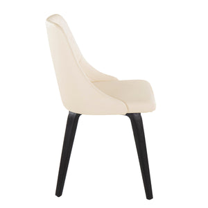 English Elm Giovanni Contemporary Dining Chairs Set Of 2 - Cream Faux Leather & Bent Wood Legs For Elegance B202S01247