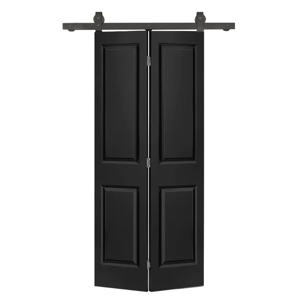English Elm 24 in Primed Mdf Bi-fold Barn Door with Raised 6-panel Profile and Sliding Hardware B2763P491036
