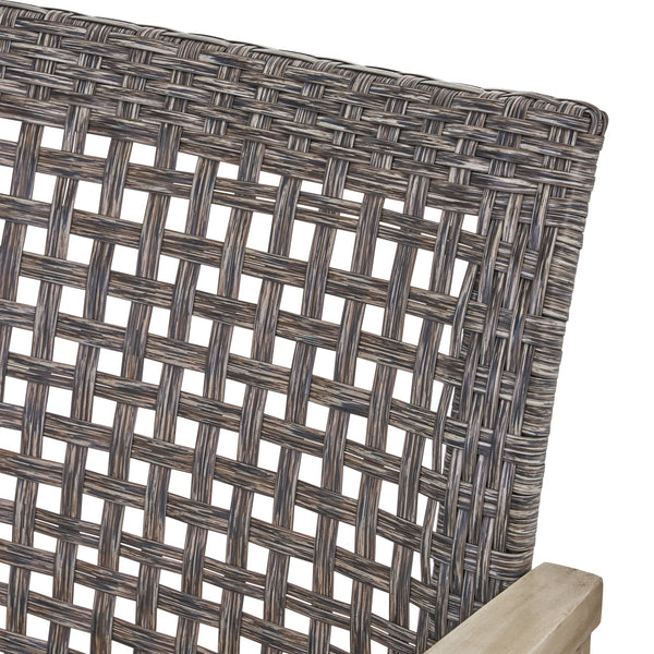 English Elm Christopher Knight Home® - HAMPTON Grey+Black Wood & Wicker Club Chairs Set of 2 — Handcrafted Acacia Frame, Mixed Black Wicker, Cozy 60397.00WTCLMBLK