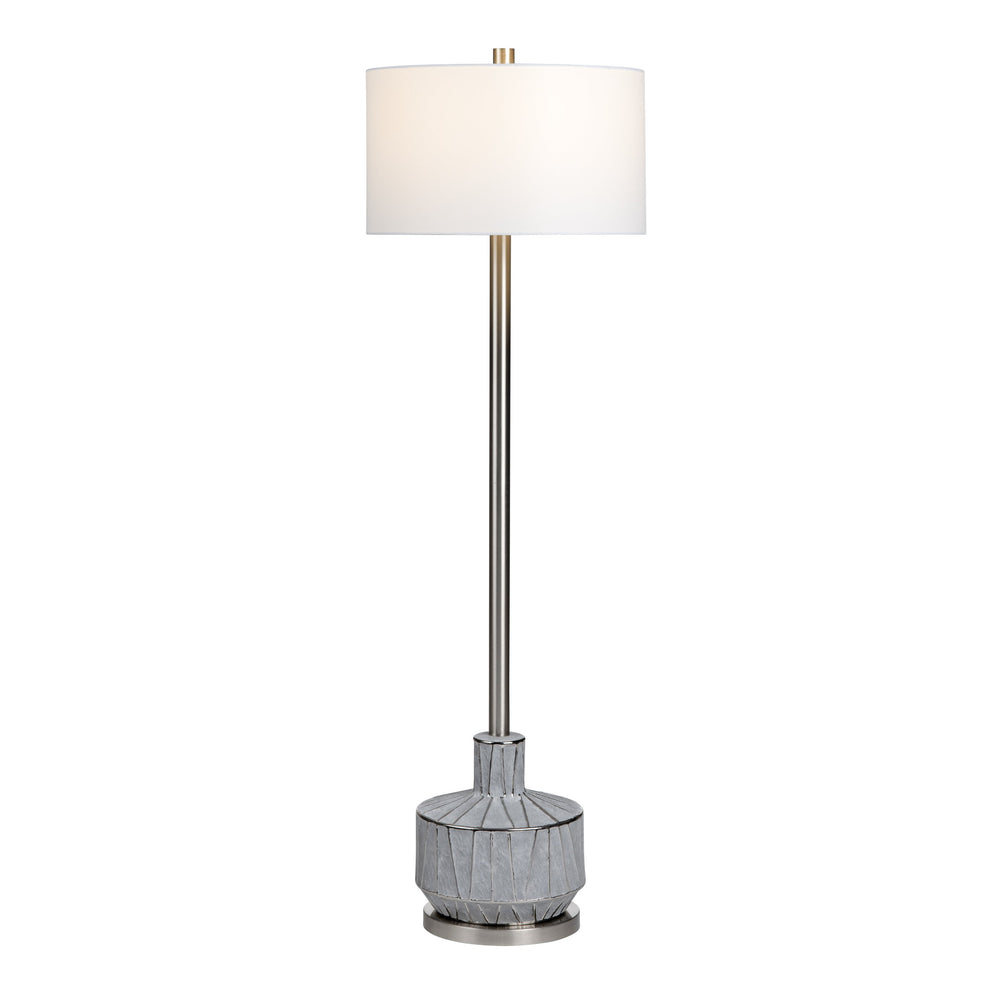 Crestview Collection 61"H Elegant Ceramic Floor Lamp With Textured Grey Finish And Brushed Silver Base For Modern Spaces   Cvap3124