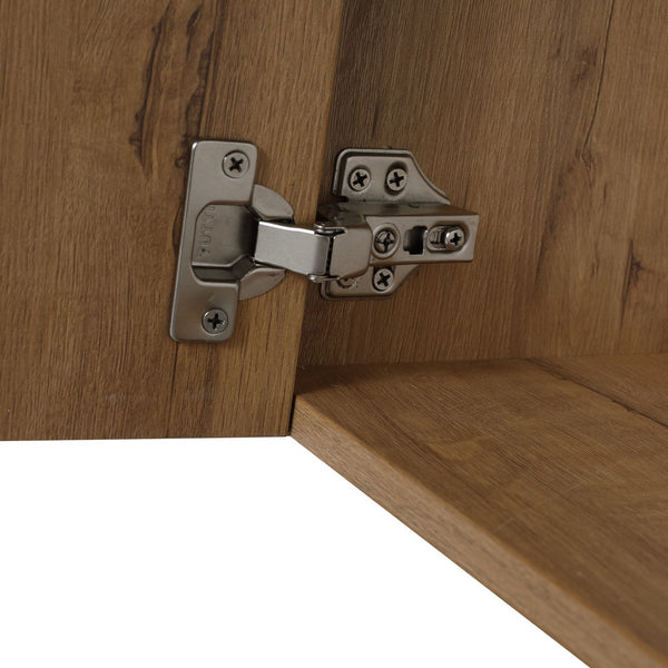 English Elm 30 Inch Wall Mounted Bathroom Vanity with Open Shelf Hardware Free Handle Design W99956039