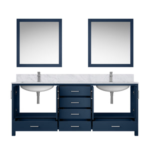 English Elm Navy Double Bath Vanity 80" W x 22" D with Carrara Marble Top, Chrome Faucet Set, 30" Mirrors, Durable Surface B2731S01060