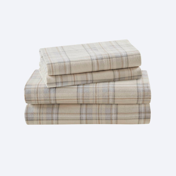 English Elm 4 Pieces Cal King 100% Cotton Flannel Sheet Set, Cozy Andrews Print For Warmth And Comfort B035P381350