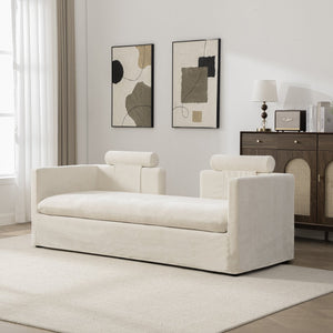 English Elm 82.68" Wide Chenille Two Seat Sofa Solid Wood Frame with Lumbar Pillows Living Room Beige W3189S00024