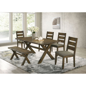 English Elm Gawain Rustic Nutmeg 6-Piece Dining Set - Charming Solid Wood Table, Chairs & Bench For Cozy Meals B062S00892