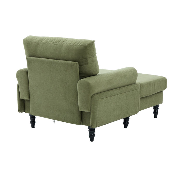 English Elm Modern Chenille Fabric Recliner Chaise Lounge Sofa with High-Resilience Foam, 550LB Capacity, Cozy Plush Backrest and Armrests for Living Room Relaxation Olive Green W395P371338