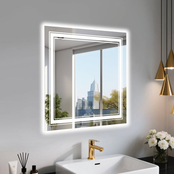 English Elm 36X36 Frameless Led Bathroom Smart Mirror - Adjustable Lighting, Anti-Fog & Durable Design Features T3757P347018