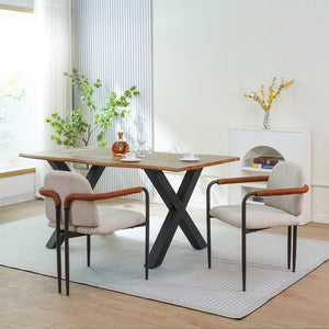 English Elm Christopher Knight Home® - Dinning modern iron-frame dining chair set of 2 with durable fabric seats, compact, stylish and sturdy Beige,Espresso N771P247180M